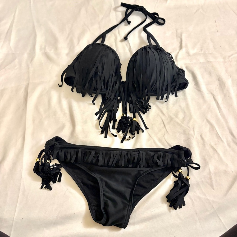 La vie en rose black tassel‎ bikini size m